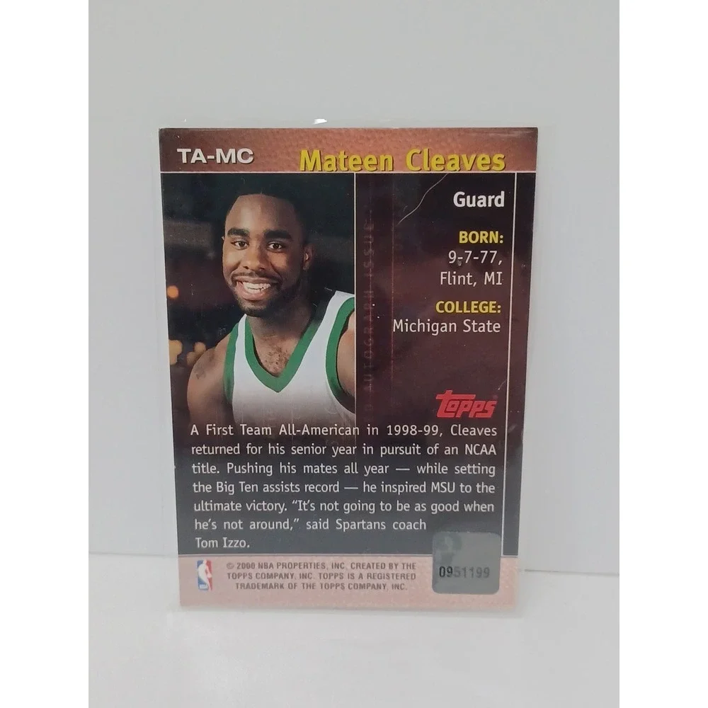 2000-01 Topps Certified Autograph Issue Mateen Cleaves Rookie‎